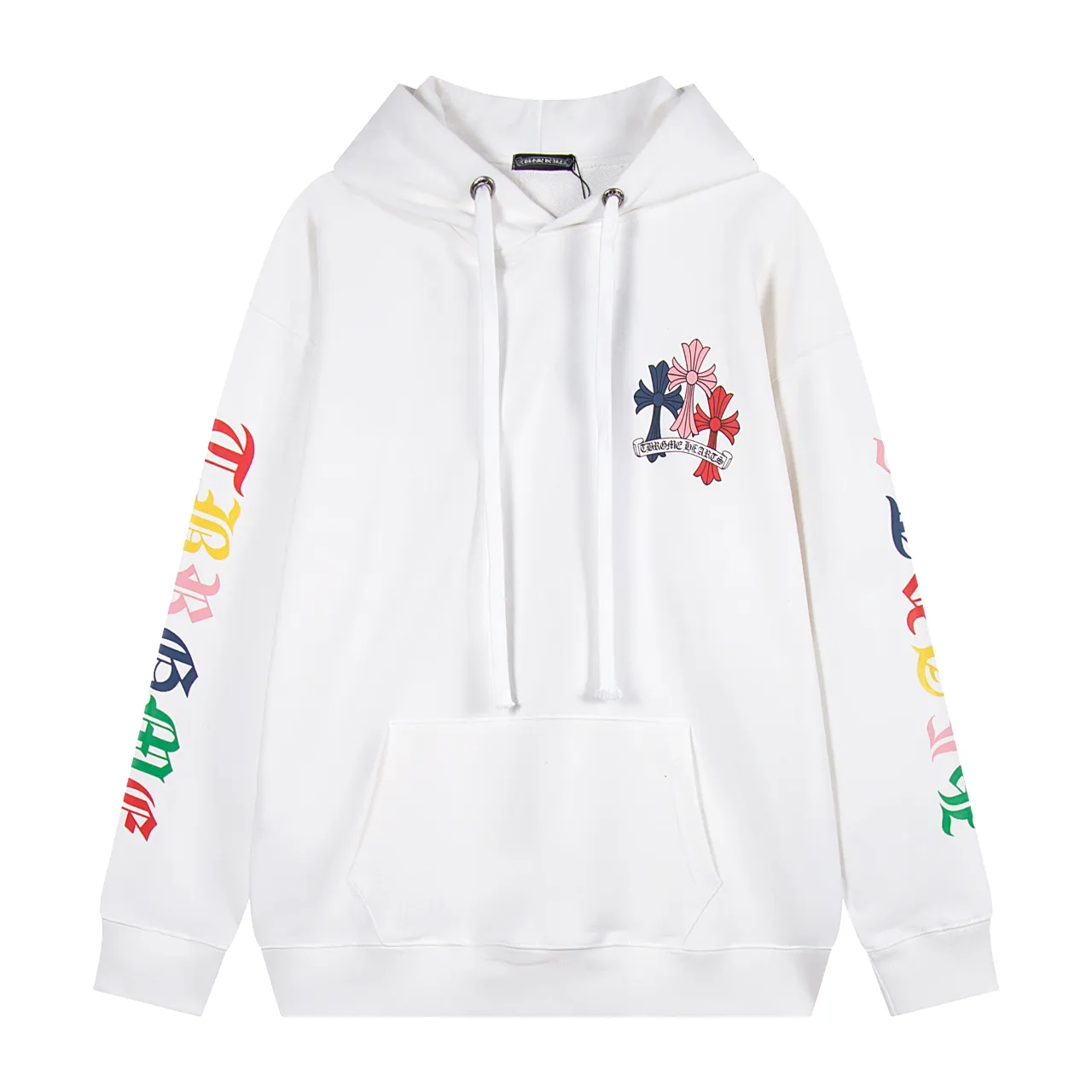 P290 Chrome Hearts Chrome Hearts Sanskrit Letter Print Phantom Color Cross Sweatshirt Size: S M L XL Color: Black, White